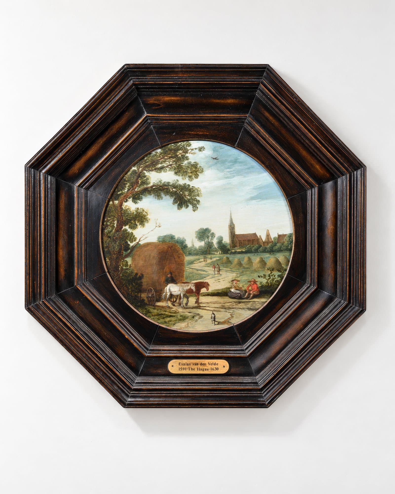 Esaias van de Velde, Der Heuwagen (Sommer), im achteckigen Rahmen